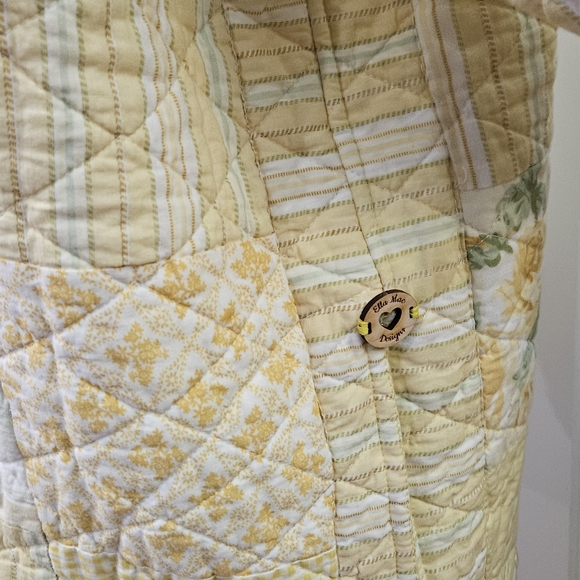 Handmade Patchwork Quilted Women's Top - Yellow and White - Picture 3 of 7